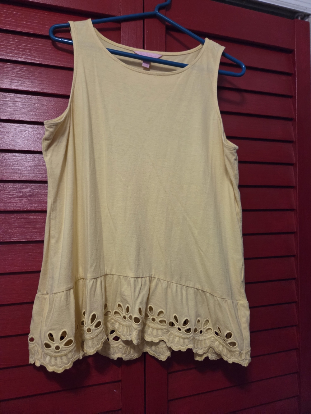Lilly Pulitzer Soft Yellow Eyelet-Hem Tank Top